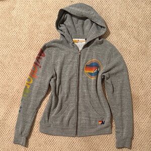 Aviator Nation gray zip up hoodie